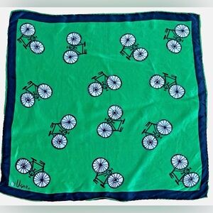 Vintage Vera Neumann Green Bicycle Print Scarf | Mod Graphic Square